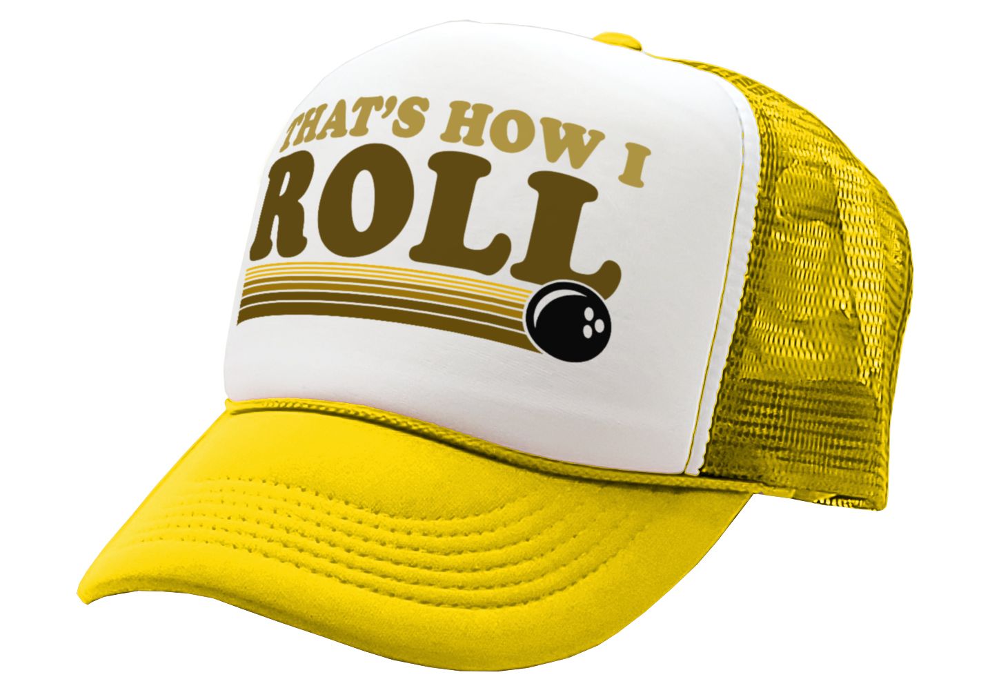 THAT'S HOW I ROLL - bowling retro ball - Vintage Retro Style Trucker Cap Hat - Five Panel Retro Style TRUCKER Cap