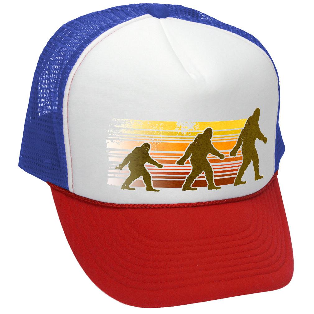 SASQUATCH WALKING - squatch hunter spookin - Vintage Retro Style Trucker Cap Hat - Five Panel Retro Style TRUCKER Cap