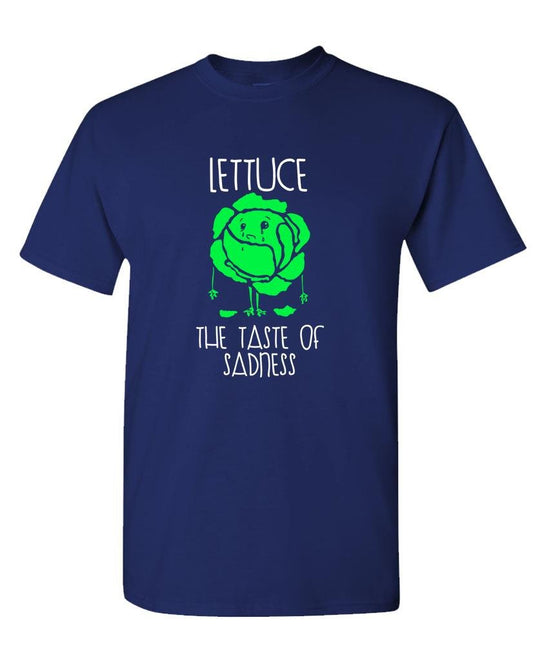 Lettuce - The Taste of Sadness Funny Joke - Mens Cotton T-Shirt, 2XL, Navy