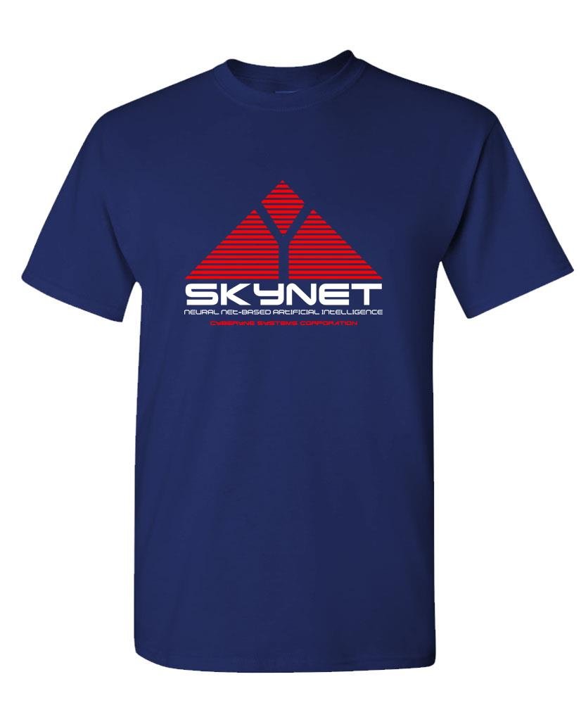 The Goozler Skynet Artificial Intelligence Cyborg Movie - Mens Cotton T-Shirt, S, Navy