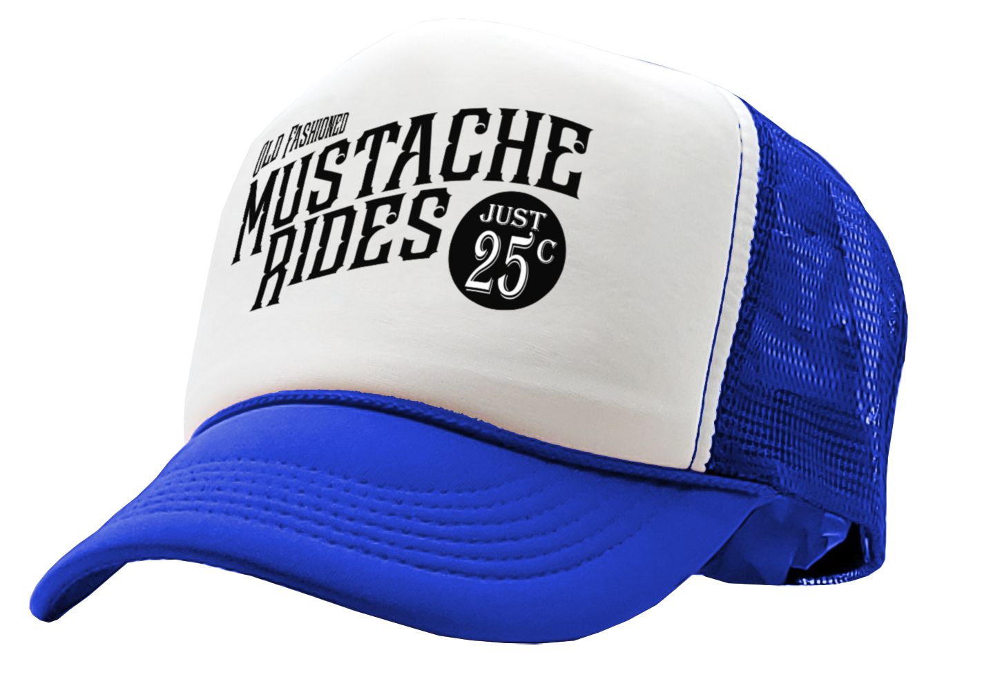 Old Fashioned MUSTACHE RIDES - Five Panel Retro Style TRUCKER Cap