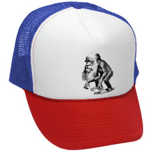 Load image into Gallery viewer, DARWIN EVOLUTION - funny science denier - Vintage Retro Style Trucker Cap Hat - Five Panel Retro Style TRUCKER Cap
