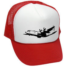 Load image into Gallery viewer, C-130 Cargo Trucker Hat - Mesh Cap - Flat Bill Snap Back 5 Panel Hat
