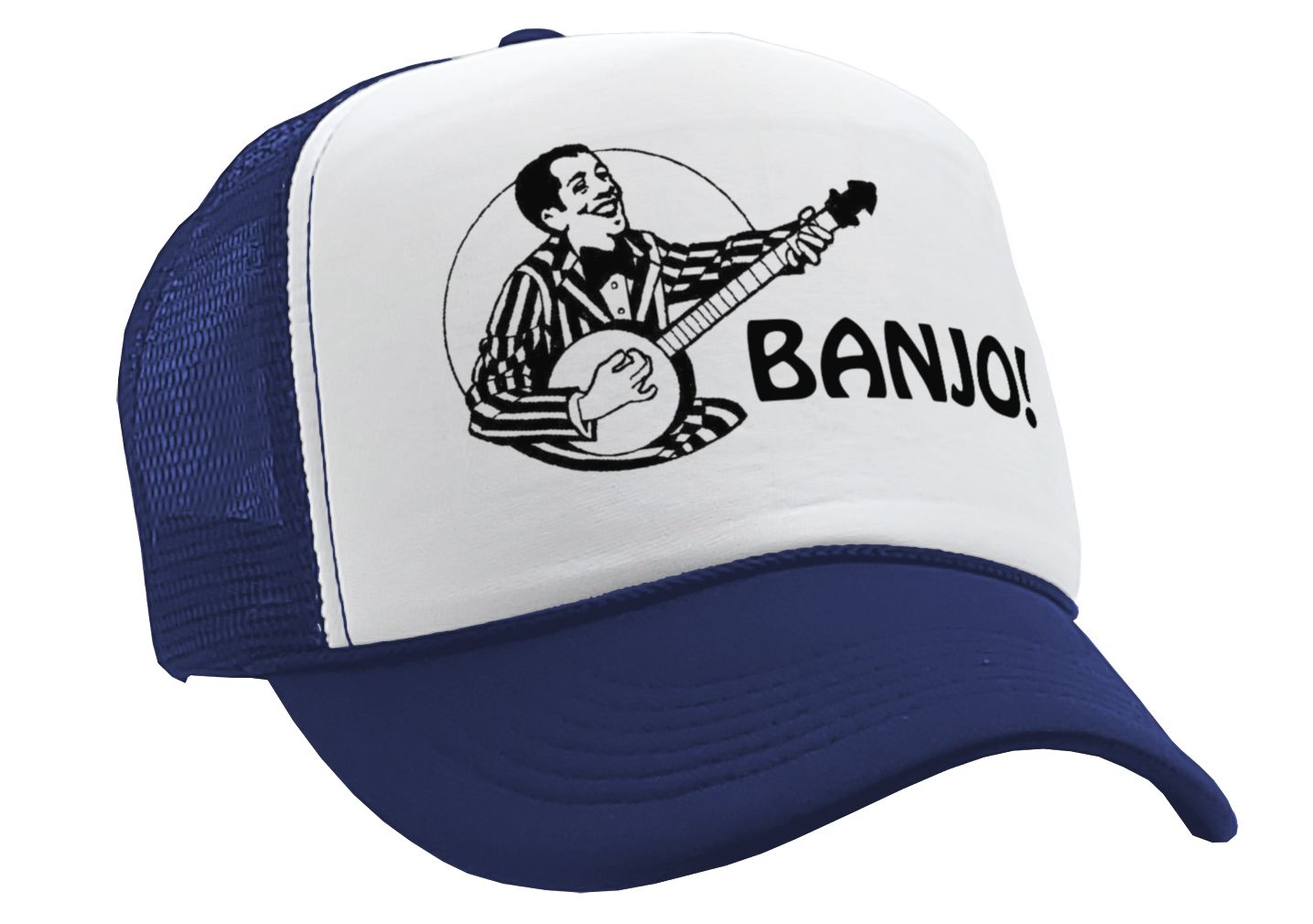 HIPSTER BANJO - deliver music hills - Vintage Retro Style Trucker Cap Hat - Five Panel Retro Style TRUCKER Cap