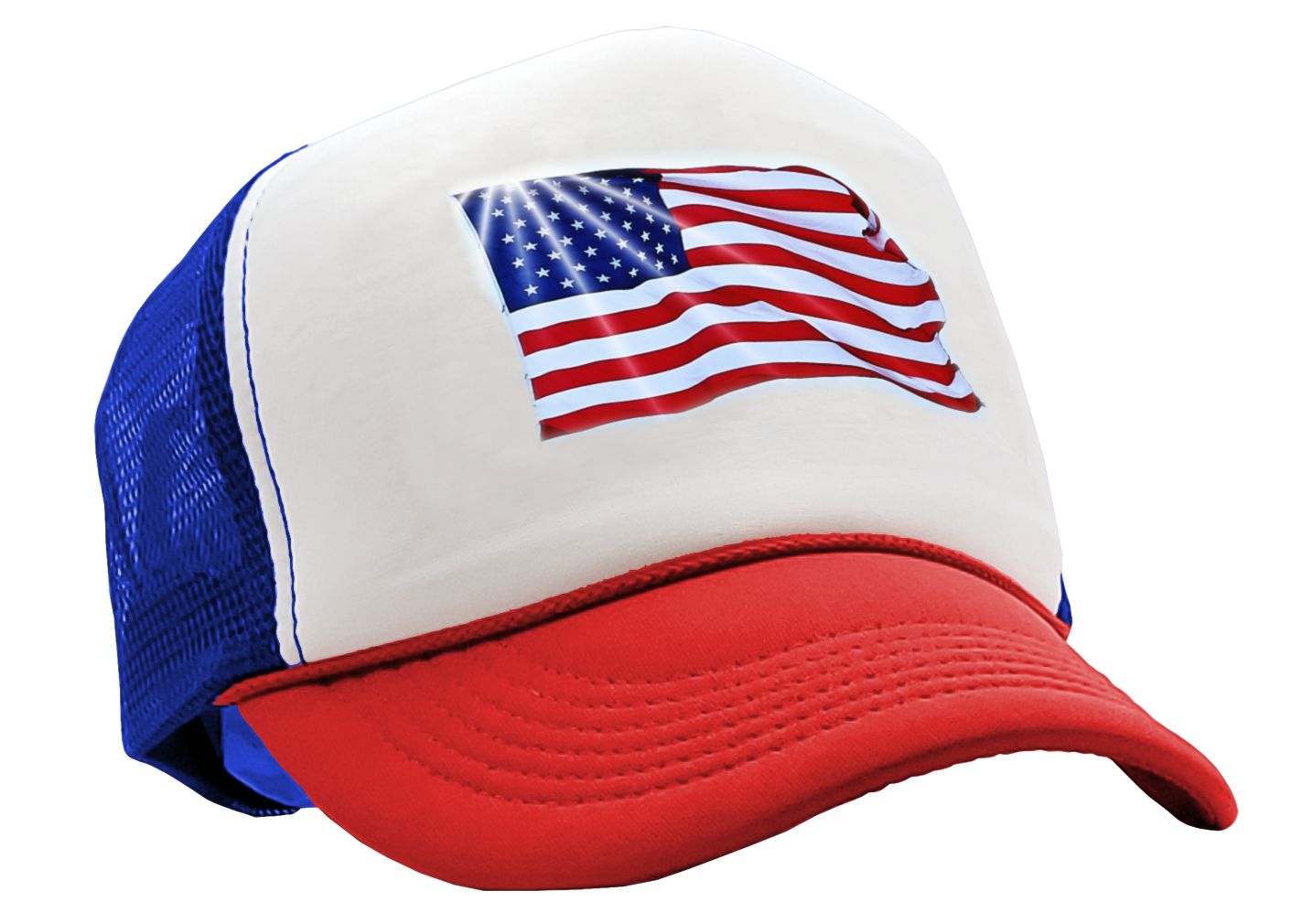 USA FLAG - Five Panel Retro Style TRUCKER Cap