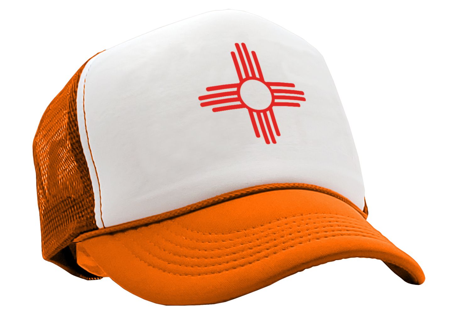 NEW MEXICO FLAG - zia symbol state flag - Adult Trucker Cap Hat - Five Panel Retro Style TRUCKER Cap