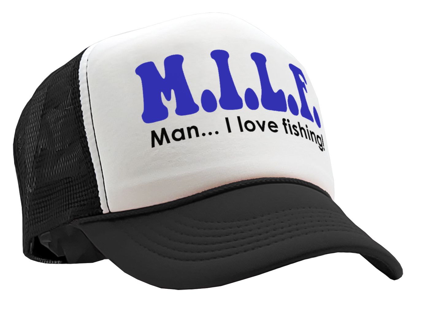 MILF - Man I Love Fishing - Vintage Retro Style Trucker Cap Hat - Five Panel Retro Style TRUCKER Cap