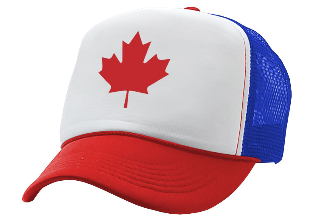 CANADIAN MAPLE LEAF - O Canada patriot pride - Vintage Retro Style Trucker Cap Hat - Five Panel Retro Style TRUCKER Cap