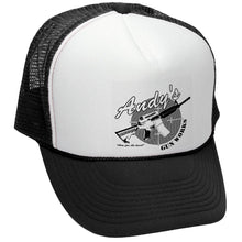 Load image into Gallery viewer, Andy&#39;s Gun Works Trucker Hat Dawn Zombie - Mesh Cap - Flat Bill Snap Back 5 Panel Hat
