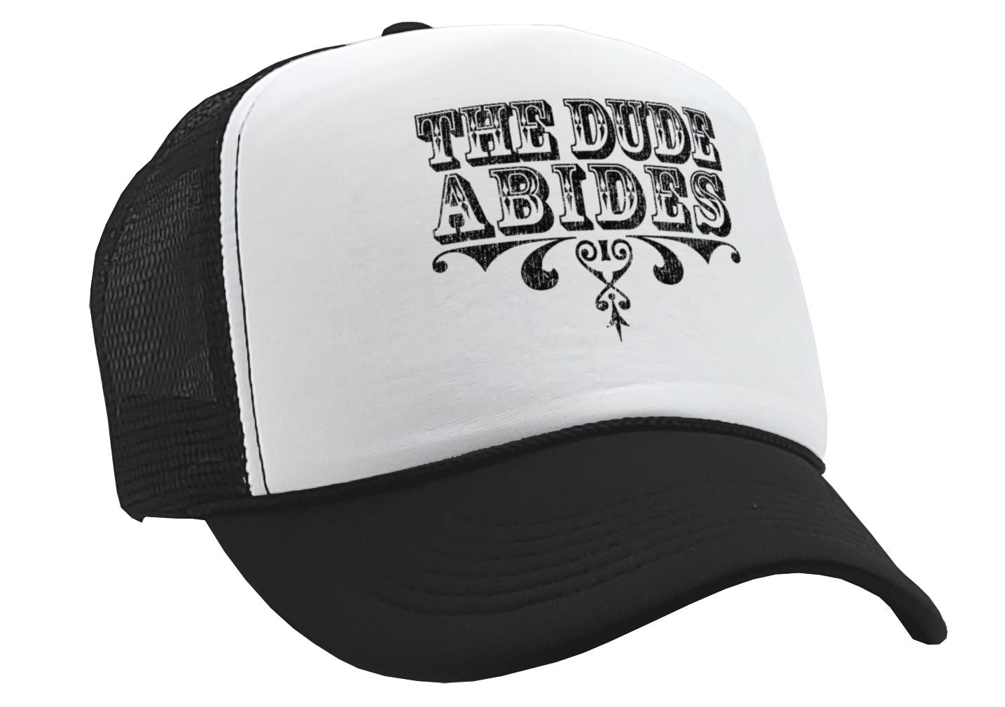 THE DUDE ABIDES - lebowski funny - Vintage Retro Style Trucker Cap Hat - Five Panel Retro Style TRUCKER Cap