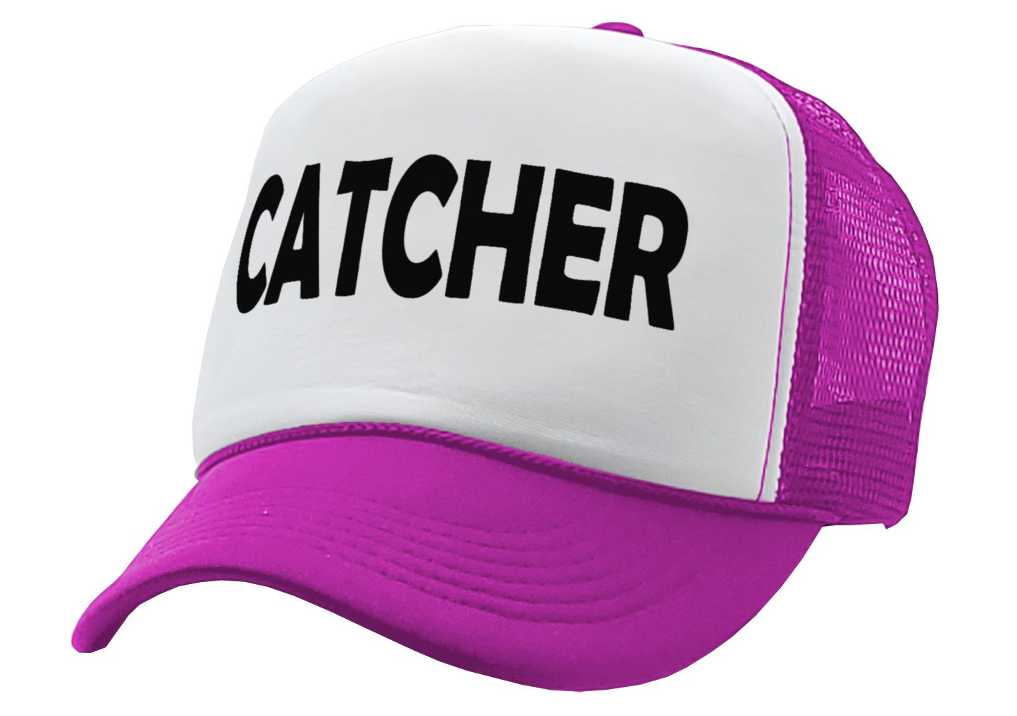 CATCHER - pitcher funny lgbtq gay rights - Vintage Retro Style Trucker Cap Hat - Five Panel Retro Style TRUCKER Cap