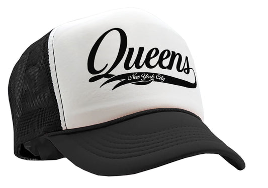 QUEENS - nyc new york city borough brooklyn - Vintage Retro Style Trucker Cap Hat - Five Panel Retro Style TRUCKER Cap