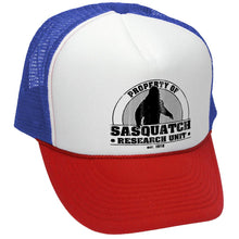 Load image into Gallery viewer, Sasquatch Research Unit Trucker Hat - Mesh Cap - Five Panel Retro Style TRUCKER Cap
