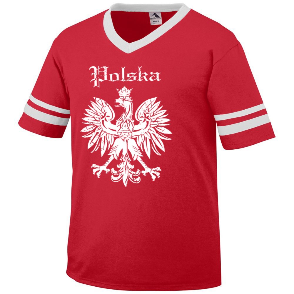 Polska Vintage Retro Style Soccer Poland - Mens Cotton T-Shirt, 2XL, red/White