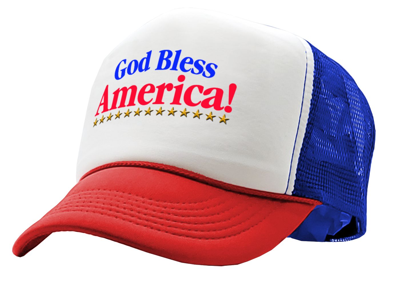 GOD BLESS AMERICA - Five Panel Retro Style TRUCKER Cap