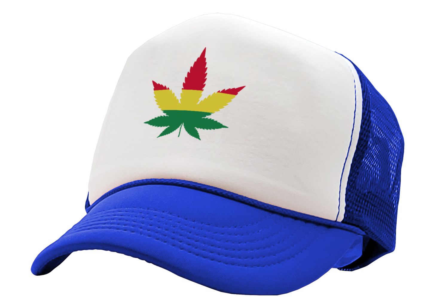 RASTA POT LEAF - Five Panel Retro Style TRUCKER Cap