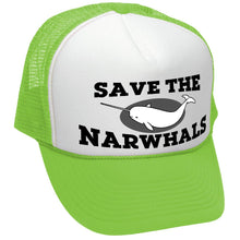 Load image into Gallery viewer, SAVE THE NARWHALS - funny wildlife activist - Vintage Retro Style Trucker Cap Hat - Five Panel Retro Style TRUCKER Cap
