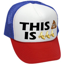 Load image into Gallery viewer, THIS S--- IS BANANAS - funny parody joke - Mesh Trucker Hat Cap - Five Panel Retro Style TRUCKER Cap
