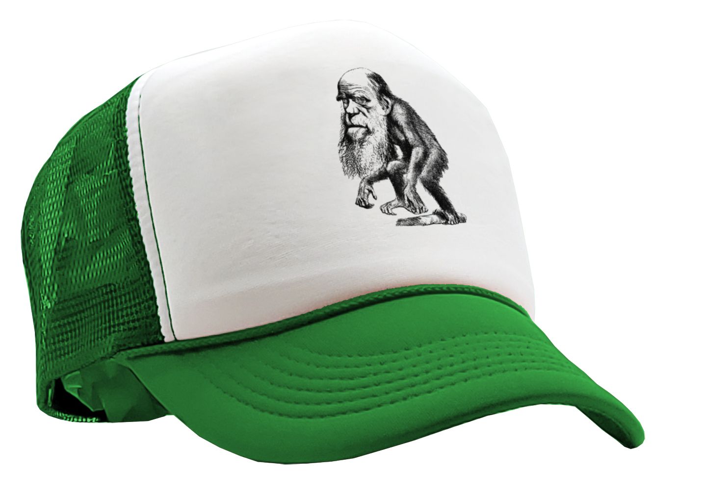 DARWIN EVOLUTION - funny science denier - Vintage Retro Style Trucker Cap Hat - Five Panel Retro Style TRUCKER Cap