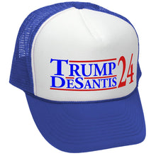 Load image into Gallery viewer, TRUMP - DESANTIS - 2024 For President - Vintage Retro Style Trucker Cap Hat - Five Panel Retro Style TRUCKER Cap
