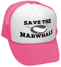 Load image into Gallery viewer, SAVE THE NARWHALS - funny wildlife activist - Vintage Retro Style Trucker Cap Hat - Five Panel Retro Style TRUCKER Cap
