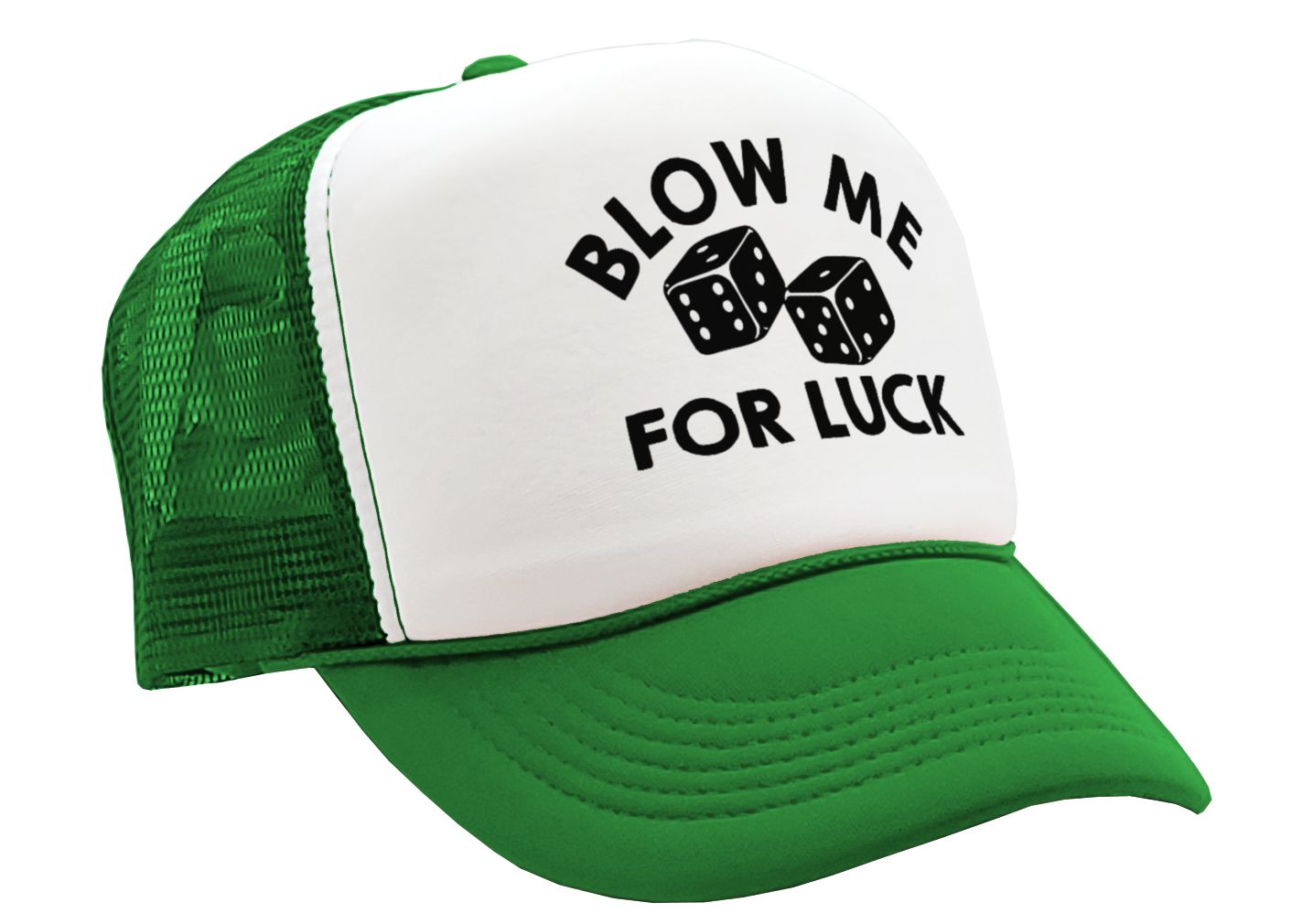 BLOW ME for LUCK - casino craps dice - Vintage Retro Style Trucker Cap Hat - Five Panel Retro Style TRUCKER Cap