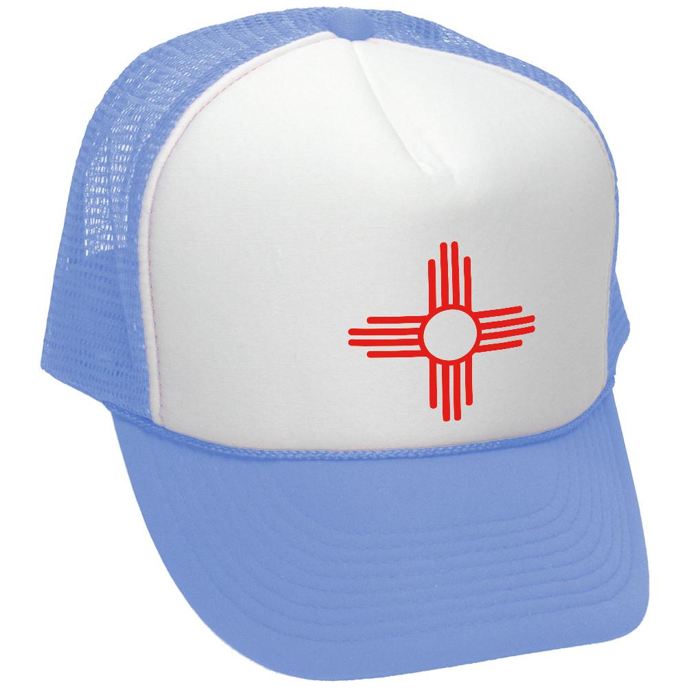 NEW MEXICO FLAG - zia symbol state flag - Adult Trucker Cap Hat - Five Panel Retro Style TRUCKER Cap