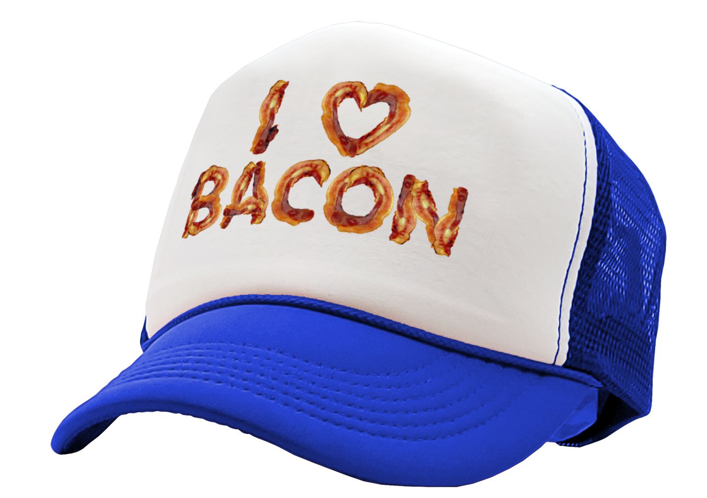 I HEART BACON - Five Panel Retro Style TRUCKER Cap