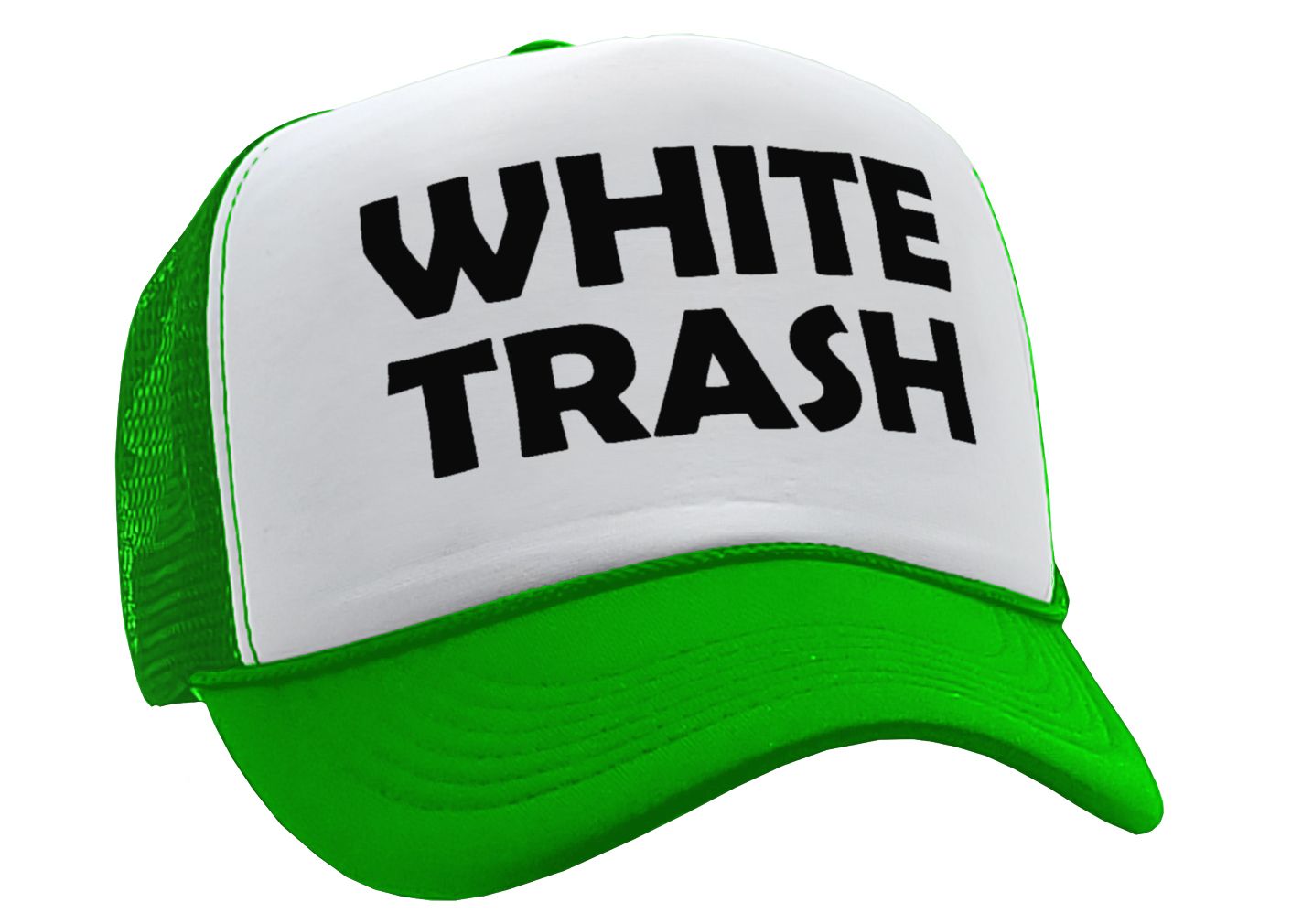 WHITE TRASH - redneck hillbilly funny prank - Vintage Retro Style Trucker Cap Hat - Five Panel Retro Style TRUCKER Cap