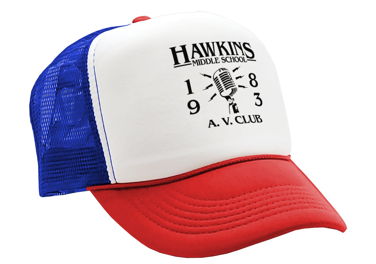 HAWKINS MIDDLE SCHOOL - AV CLUB - stranger - Vintage Retro Style Trucker Cap Hat - Five Panel Retro Style TRUCKER Cap