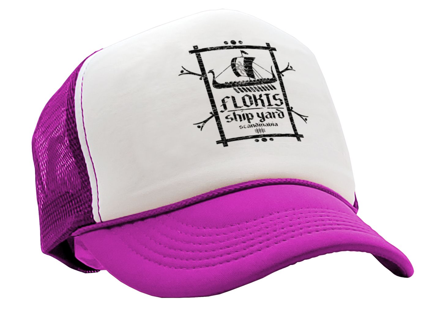 FLOKIS SHIPYARD - viking show norse - Vintage Retro Style Trucker Cap Hat - Five Panel Retro Style TRUCKER Cap