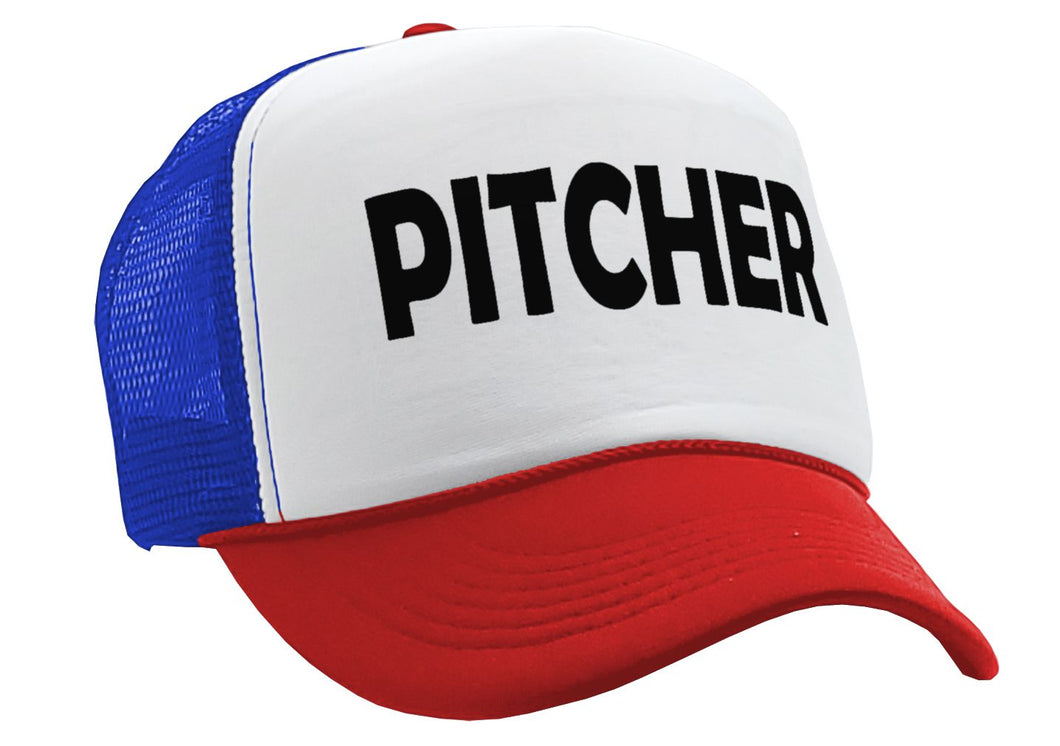 PITCHER - catcher lgbtq gay rights pride - Vintage Retro Style Trucker Cap Hat - Five Panel Retro Style TRUCKER Cap