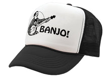 Load image into Gallery viewer, HIPSTER BANJO - deliver music hills - Vintage Retro Style Trucker Cap Hat - Five Panel Retro Style TRUCKER Cap
