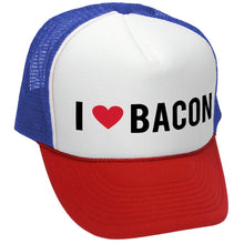 Load image into Gallery viewer, I HEART BACON - grease breakfast food - Vintage Retro Style Trucker Cap Hat - Five Panel Retro Style TRUCKER Cap
