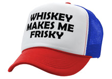 Load image into Gallery viewer, WHISKEY MAKES ME FRISKY - funny alcohol - Vintage Retro Style Trucker Cap Hat - Five Panel Retro Style TRUCKER Cap
