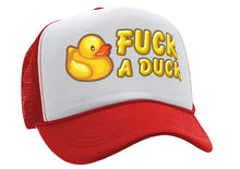 Load image into Gallery viewer, F___ A DUCK - funny dare gift gag rubber ducky - Vintage Retro Style Trucker Cap Hat - Five Panel Retro Style TRUCKER Cap
