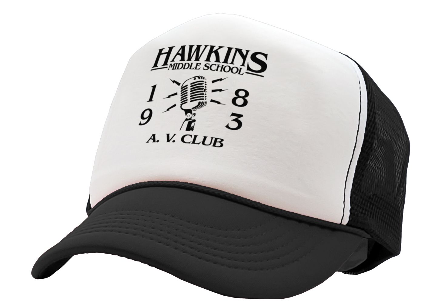 HAWKINS MIDDLE SCHOOL - AV CLUB - stranger - Vintage Retro Style Trucker Cap Hat - Five Panel Retro Style TRUCKER Cap