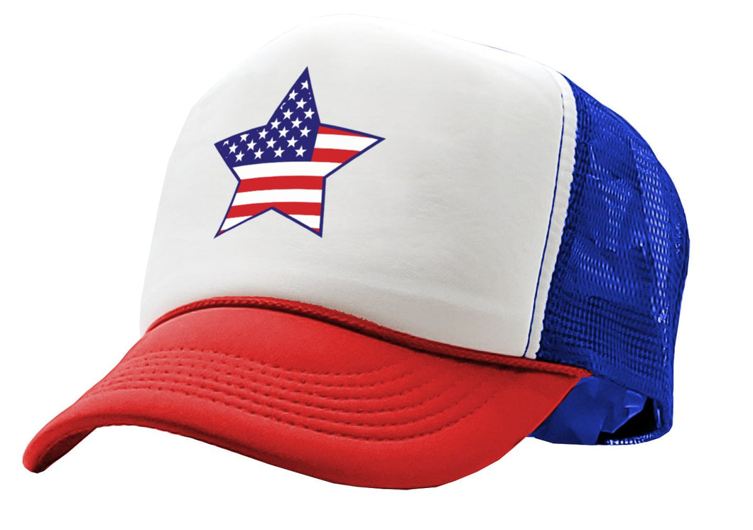 AMERICAN STAR - usa patriot america 4th - Vintage Retro Style Trucker Cap Hat - Five Panel Retro Style TRUCKER Cap