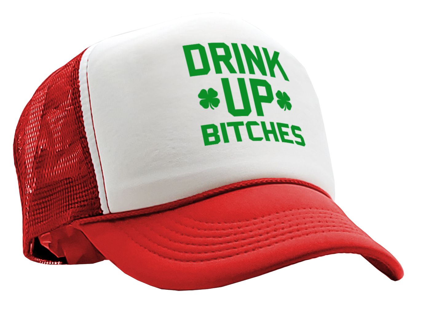 DRINK UP BITCHES - st patricks day party paddy - Vintage Retro Style Trucker Cap Hat - Five Panel Retro Style TRUCKER Cap