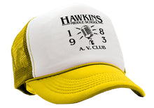 Load image into Gallery viewer, HAWKINS MIDDLE SCHOOL - AV CLUB - stranger - Vintage Retro Style Trucker Cap Hat - Five Panel Retro Style TRUCKER Cap
