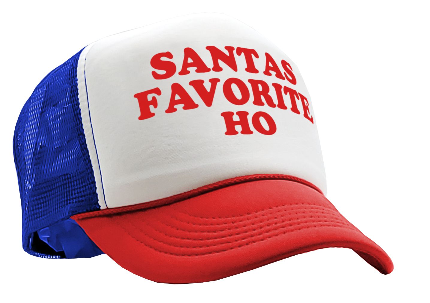 SANTAS FAVORITE HO - christmas claus funny - Vintage Retro Style Trucker Cap Hat - Five Panel Retro Style TRUCKER Cap