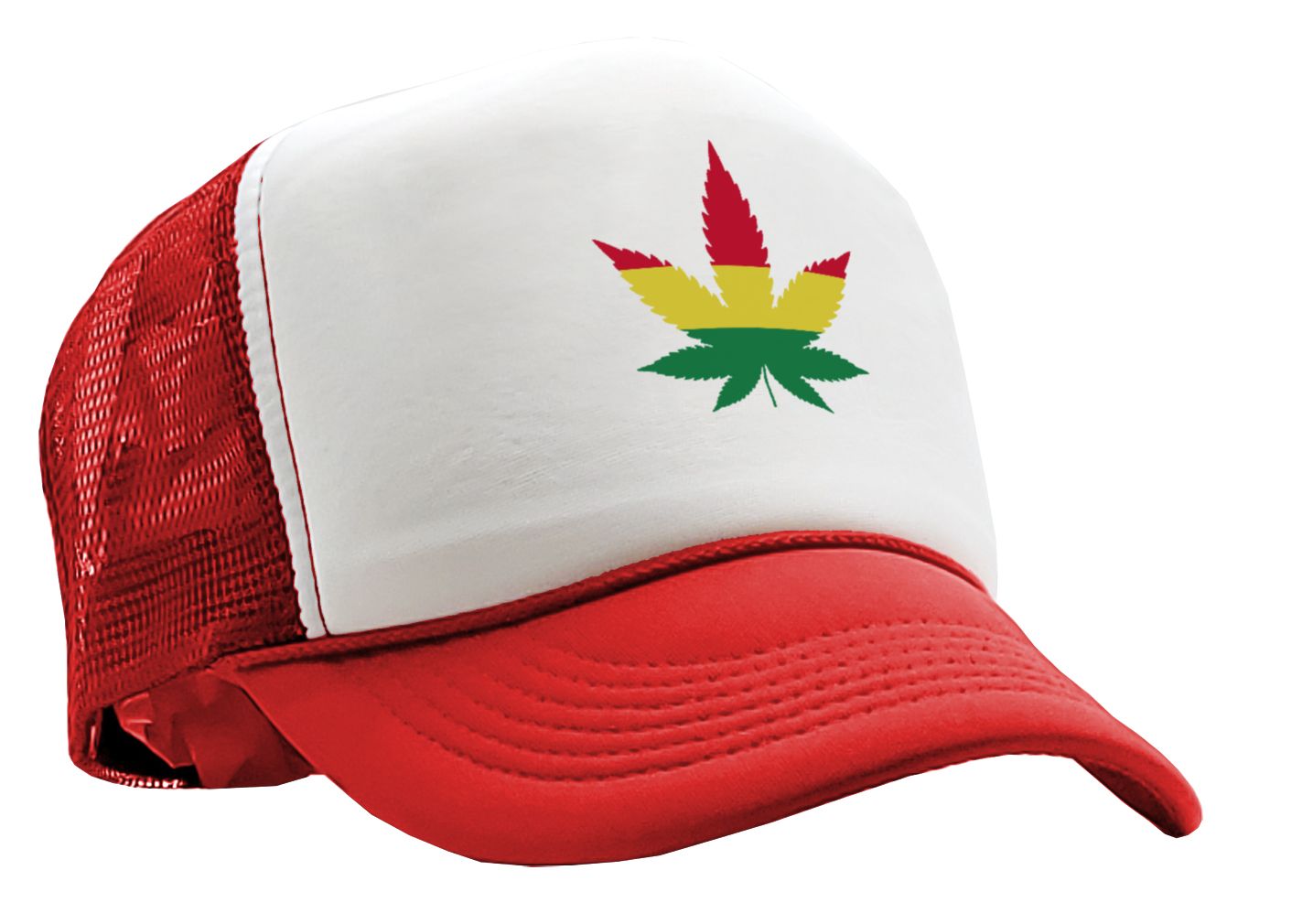 RASTA POT LEAF - Five Panel Retro Style TRUCKER Cap