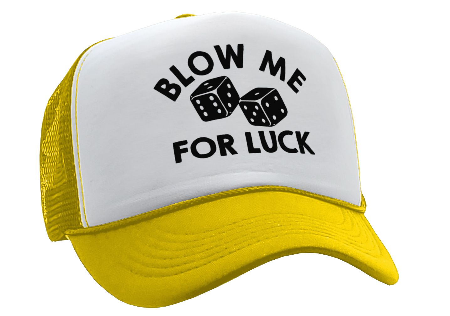 BLOW ME for LUCK - casino craps dice - Vintage Retro Style Trucker Cap Hat - Five Panel Retro Style TRUCKER Cap