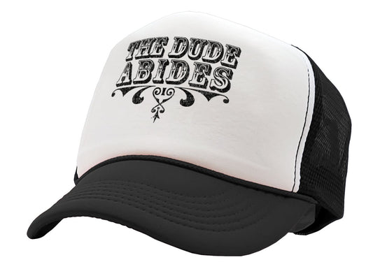 THE DUDE ABIDES - lebowski funny - Vintage Retro Style Trucker Cap Hat - Five Panel Retro Style TRUCKER Cap