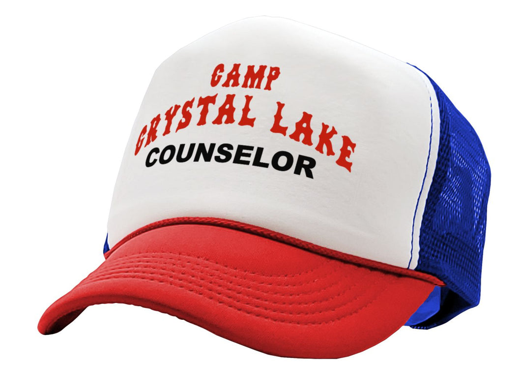 CRYSTAL LAKE COUNSELOR - funny 80s horror movie - Mesh Trucker Hat Cap - Five Panel Retro Style TRUCKER Cap