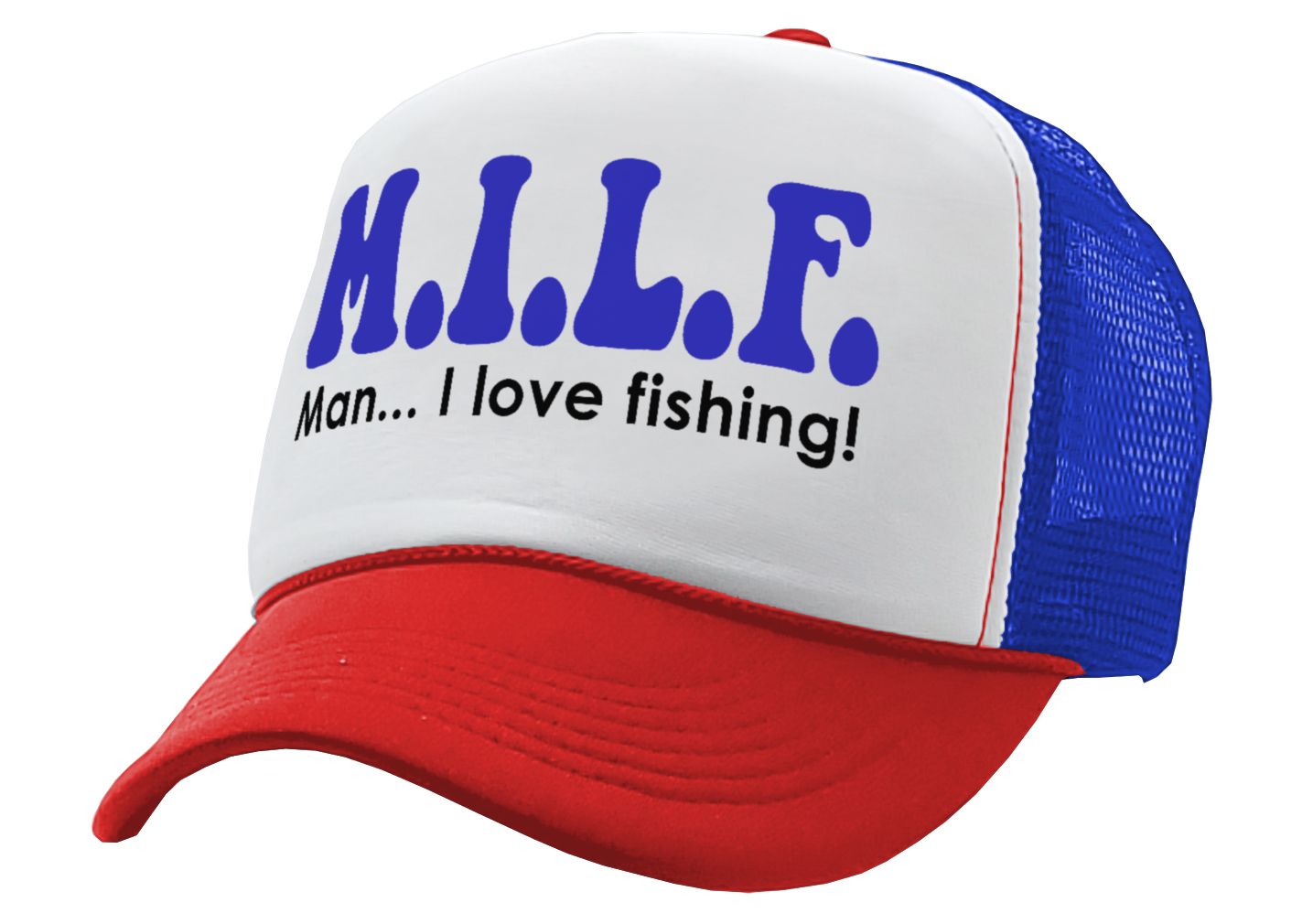 MILF - Man I Love Fishing - Vintage Retro Style Trucker Cap Hat - Five Panel Retro Style TRUCKER Cap