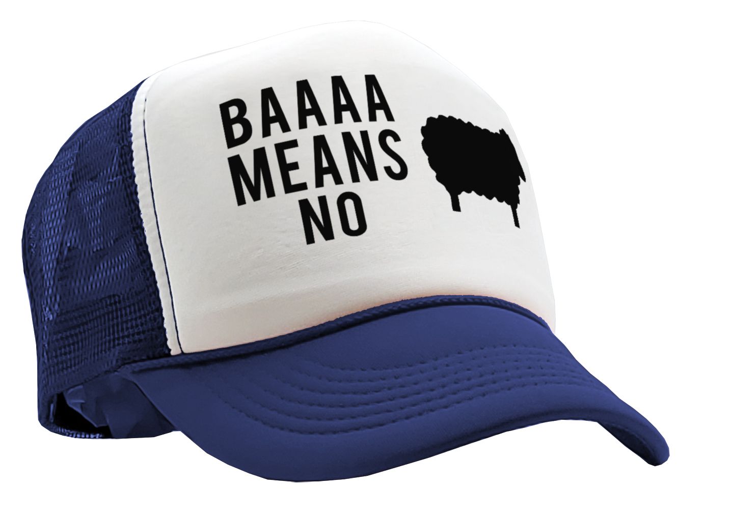 BAAAAAA MEANS NO - sheep parody joke gag - Vintage Retro Style Trucker Cap Hat - Five Panel Retro Style TRUCKER Cap