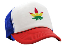 Load image into Gallery viewer, RASTA POT LEAF - Five Panel Retro Style TRUCKER Cap
