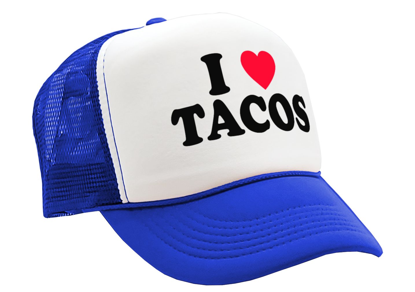 I LOVE TACOS - heart - Five Panel Retro Style TRUCKER Cap