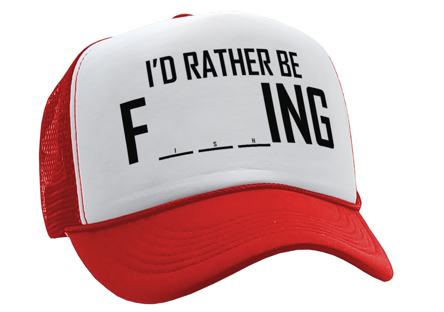 I'D RATHER BE F___ING - fishing funny joke - Mesh Trucker Hat Cap - Five Panel Retro Style TRUCKER Cap